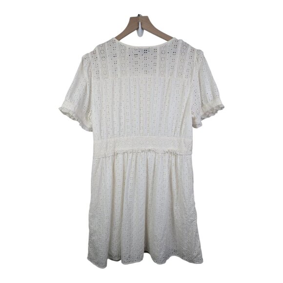 J. Crew | Button Front Mini Eyelet Dress | Ivory | Women’s Size 14 - Picture 7 of 14